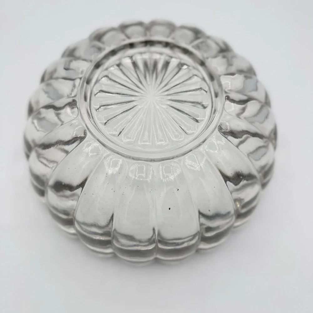 Vintage Clear Glass Serving Bowl Silver Tone Rim Scalloped Fruit Salad 9.5